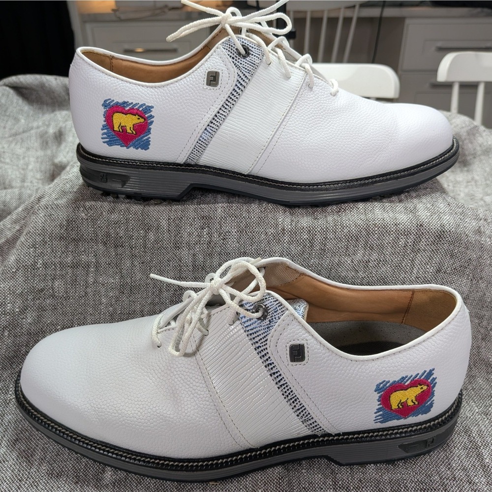 FootJoy MyJoys Premiere Field Golf Shoes 9.5 M White Nicklaus Foundation